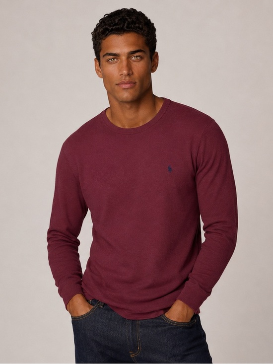 Polo Ralph Lauren Other - Polo Ralph Lauren Waffle Knit Thermal Shirt Maroon Navy Pony Logo L